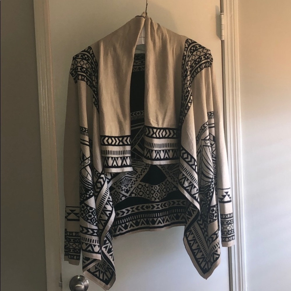 Beige and Black Flying Tomato Aztec Cardigan